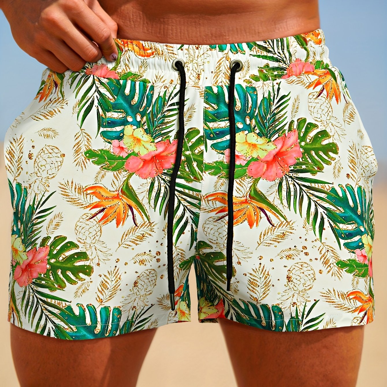 Short de bain élastique d'extérieur avec doublure en maille pour le surf, la plage