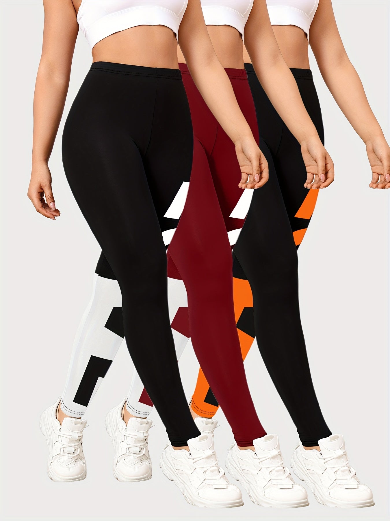 Lot de 3 leggings de course et de yoga taille mi-haute pour femmes - Topdecheztop.fr