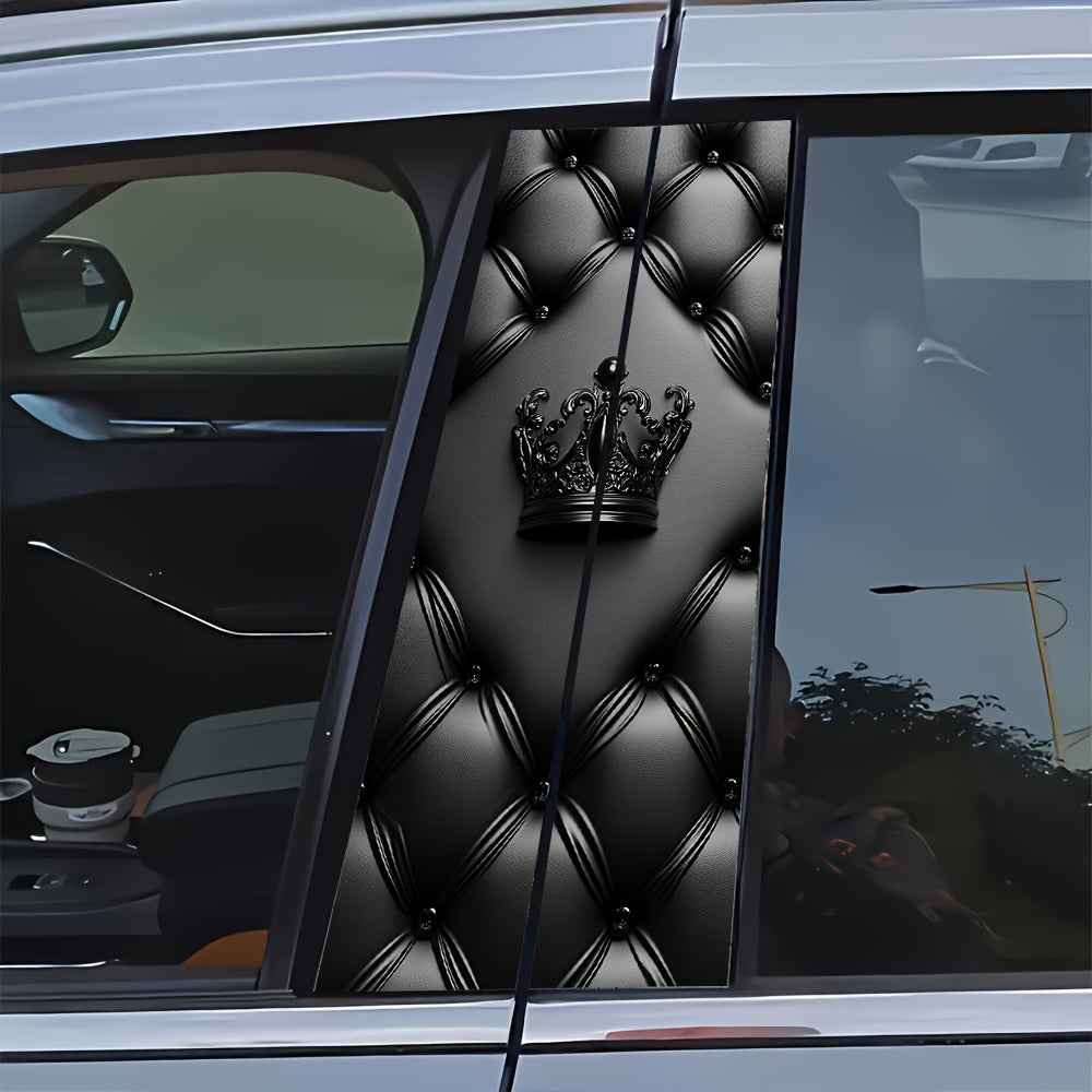 2pcs Crown Design Car Decals - Self-Adhesive Vinyl Stickers with Semi-Matte Finish, Left Side Application for Plastic/Glass/Metal Surfaces, Cartoon Pattern Regal Decor for All Vehicles & Car Models, Car Accessories Stickers,