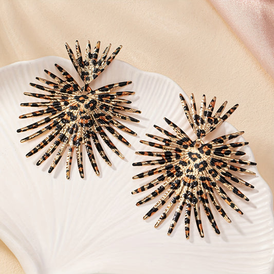 Leopard Pattern Thorn Heart Design Dangle Earrings Retro Sexy Style Creative Female Ear Ornaments - Topdecheztop.fr