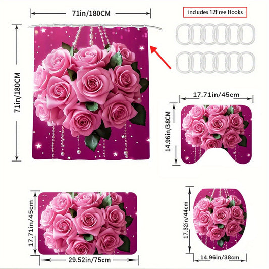 Ensemble de salle de bain élégant rose 4 pièces