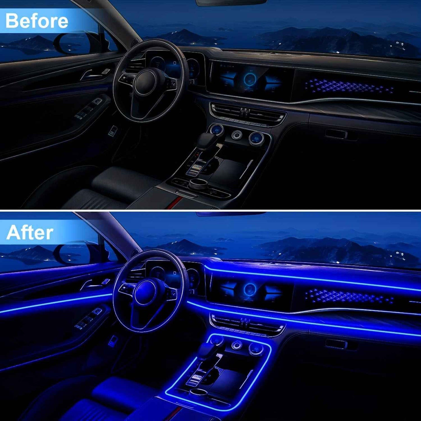 Nouvelles lumières d'ambiance LED RGB 2025 pour voiture avec synchronisation musicale par application