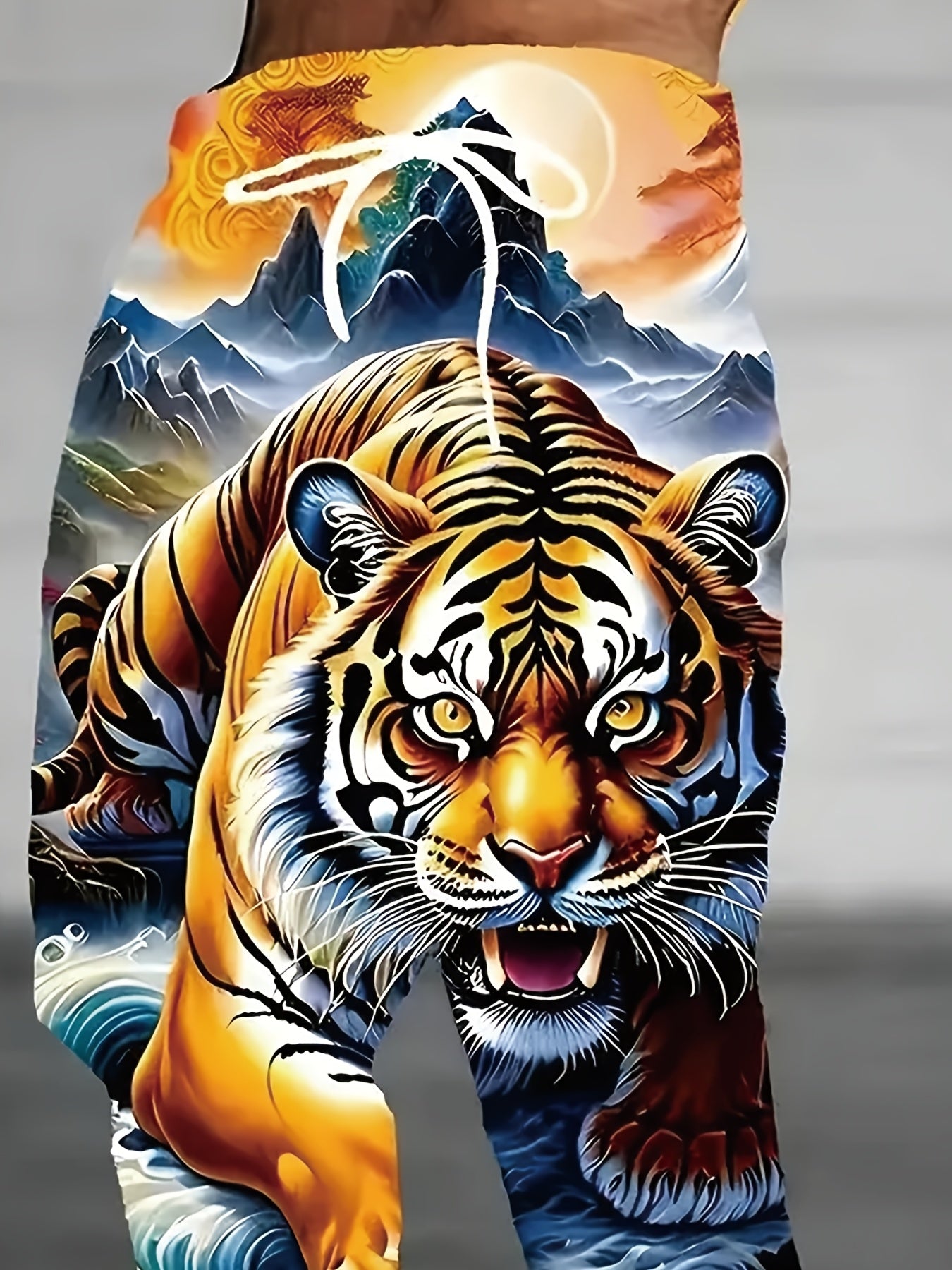 Pantalon décontracté pour homme à imprimé rétro tigre