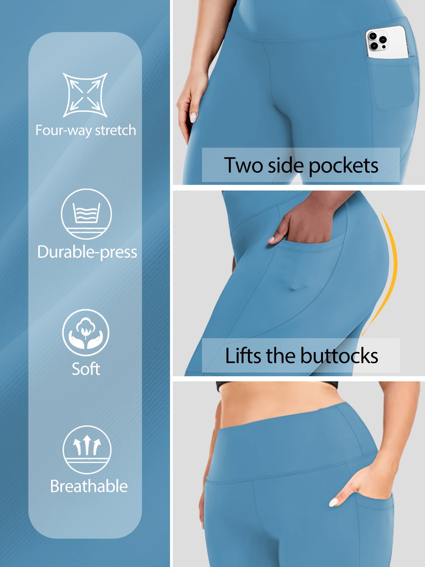 Lot de 3 bermudas taille haute avec poches en forme de lune, grande taille - Topdecheztop.fr