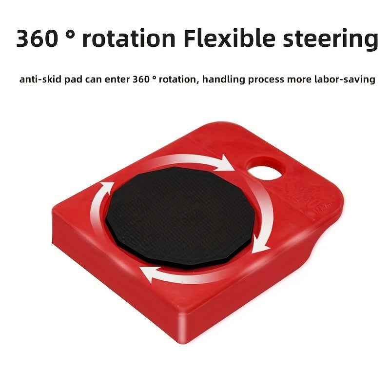 5pcs Heavy-Duty Furniture Lifter Set, Metal Furniture Moving Rollers with 360-Degree Rotating Pads, Easy Glide Sofa and Appliance Mover Tool Kit
