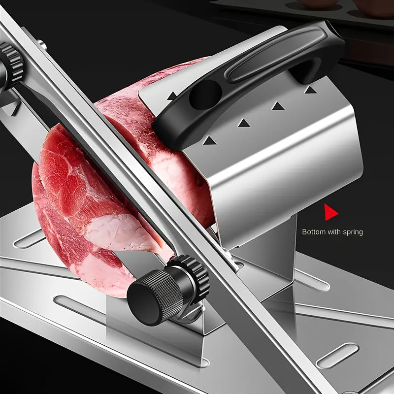 Trancheuse à épaisseur réglable en acier inoxydable pour viande, fruits et légumes