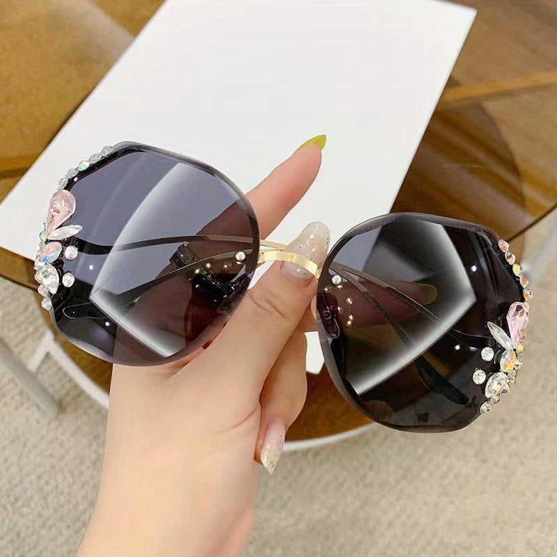 1 paire de lunettes tendance sans monture avec strass - Topdecheztop.fr