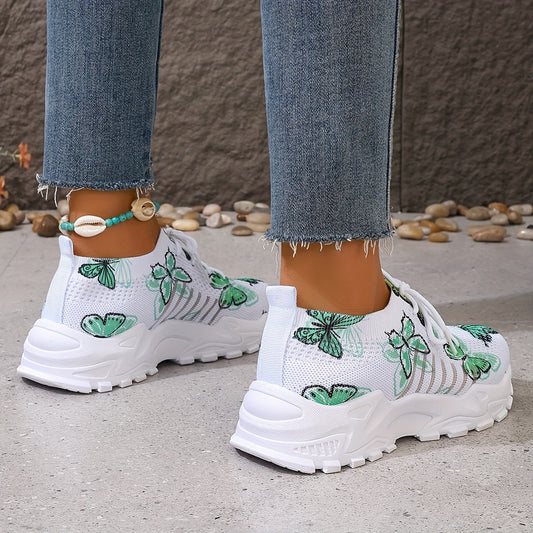 Baskets tendance en maille à motif papillon pour femmes - Topdecheztop.fr