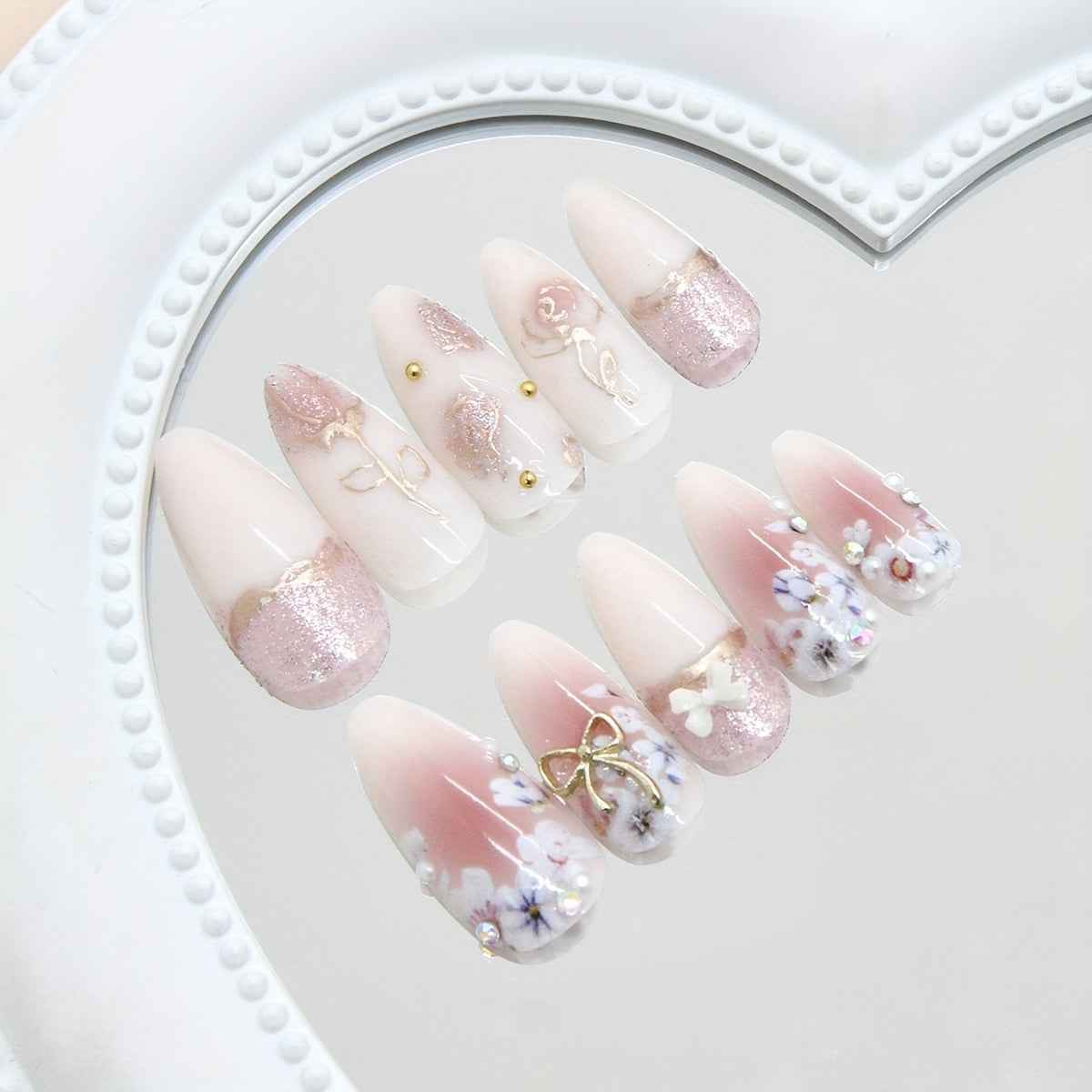 Three-Dimensional Floral Blush with a Bow And Sparkling Diamonds, Exuding a Gentle And Elegant Vibe, Suitable for Women in a Western Style, Featuring Detachable Wear.
