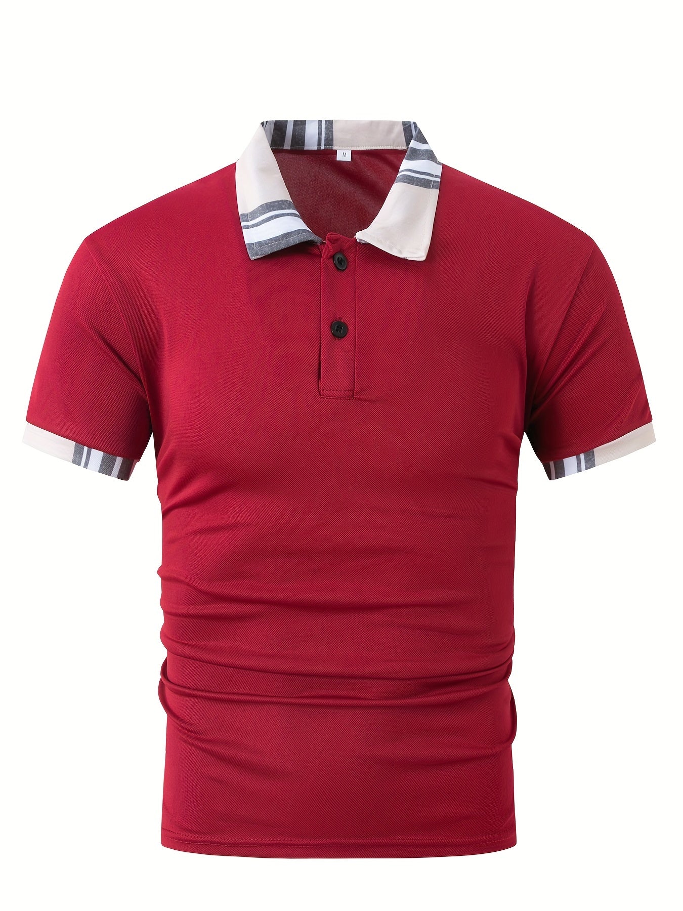 T-shirt à manches courtes, respirant, imprimé à rayures, avec bordure et revers - Topdecheztop.fr