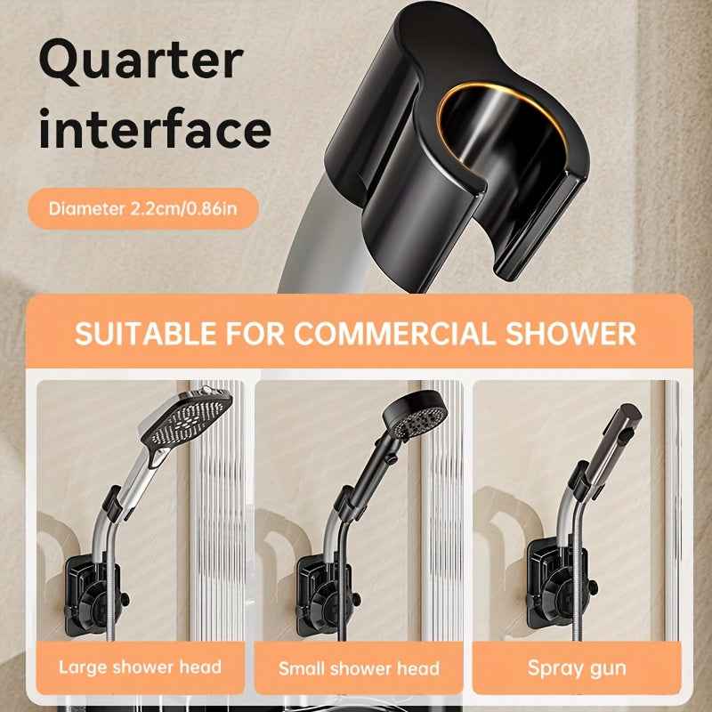 Musurjoy Bathroom Shower System Wall Mounted Showerhead Bracket, Adjustable Angle Showerhead Bracket, Silvery-Black-Gray, No Drill Installation, Wall Mount, Father's Day Gift, New Summer Product