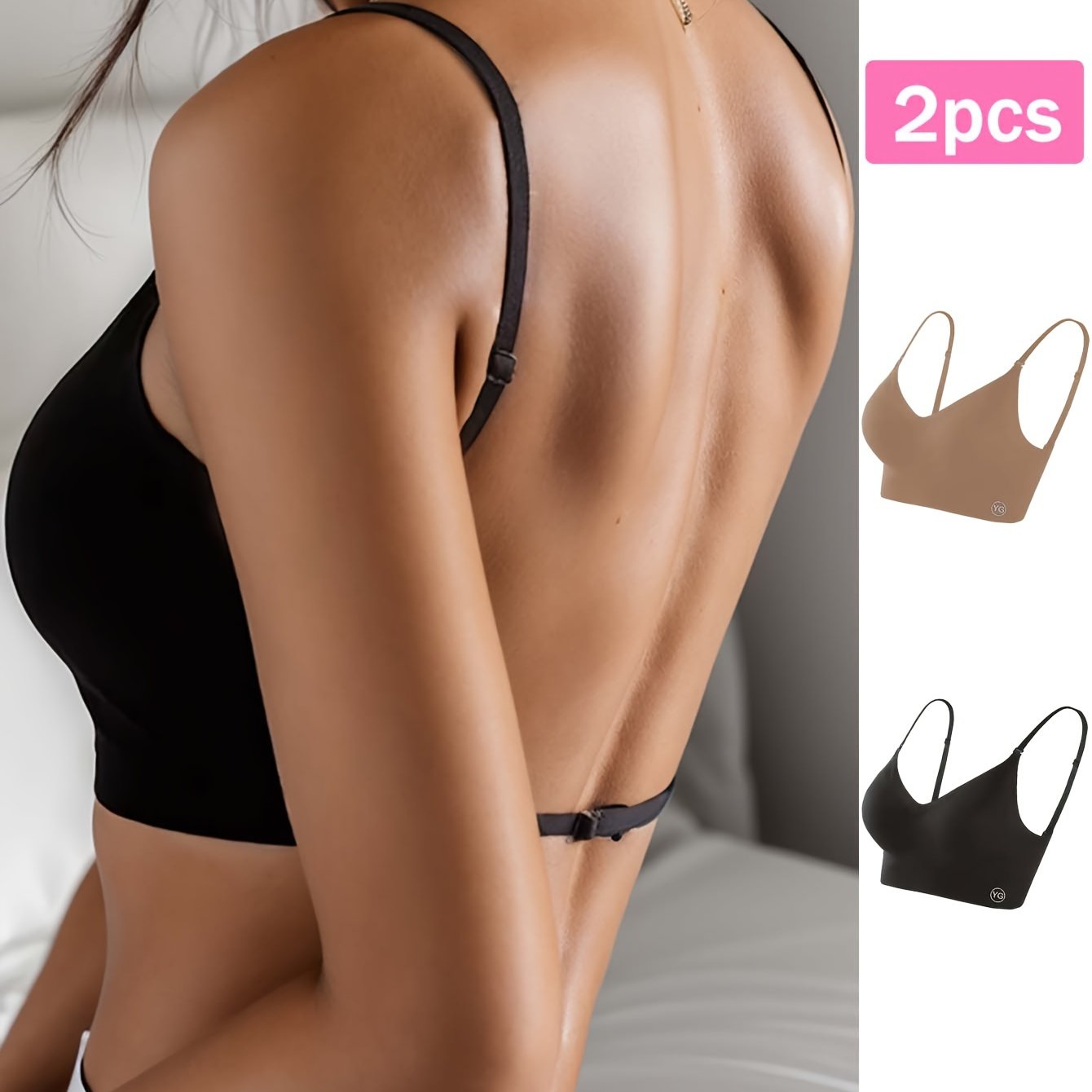 Ensemble soutien-gorge dos nu sans coutures, 2 PCS - Topdecheztop.fr