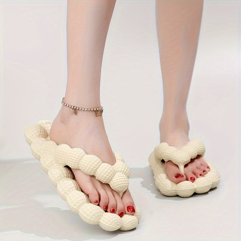 Women's Solid Color Bubble Slides, Trendy EVA Summer Flip Flops, Indoor & Outdoor Beach Slide Shoes - Topdecheztop.fr