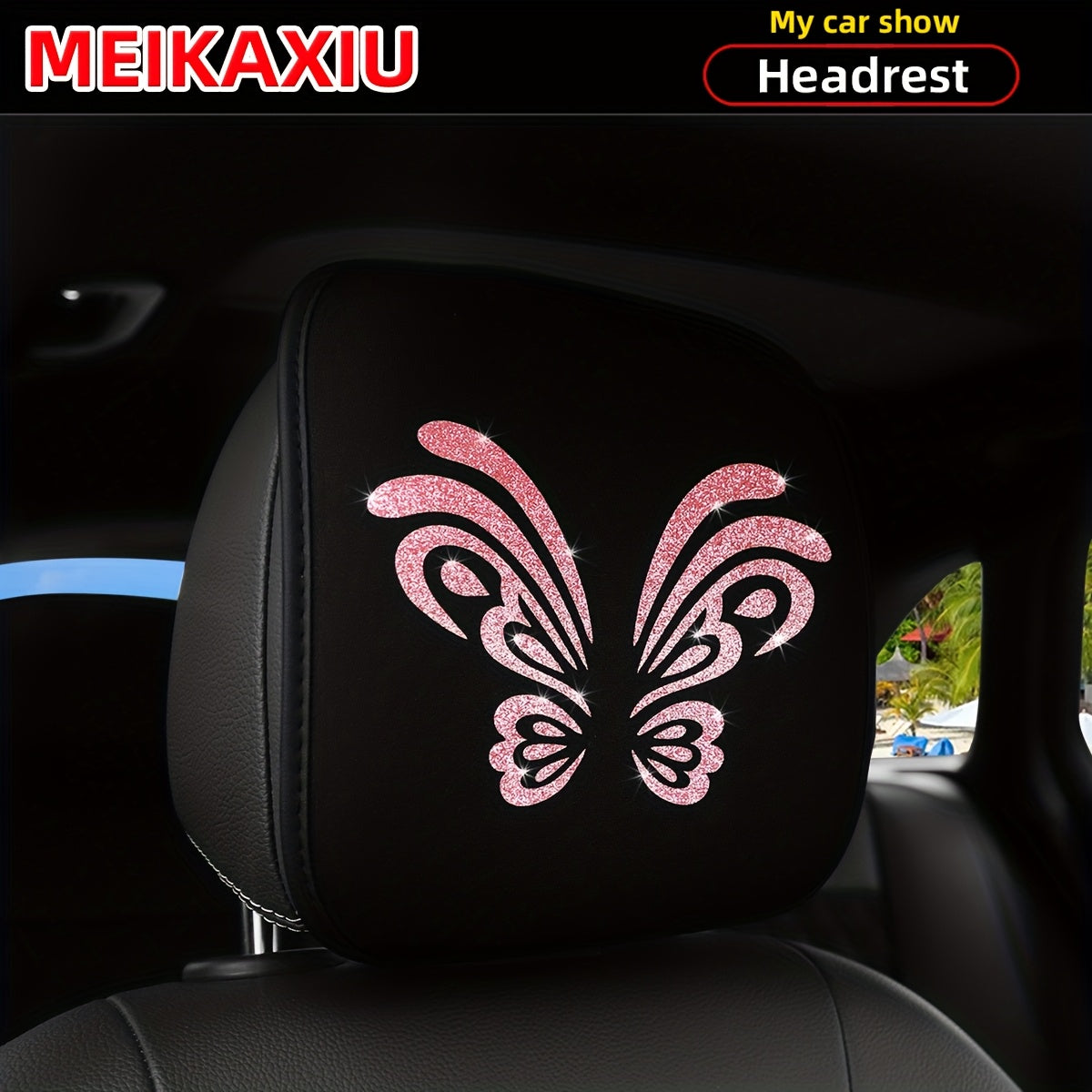 1. Coussin d'appui-tête de voiture confortable et respirant, motif papillon