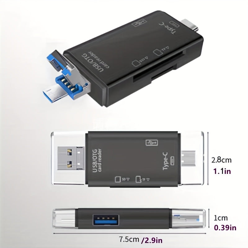 Lecteur de cartes OTG multifonction 6 en 1, adaptateur de carte SD/TF et clé USB