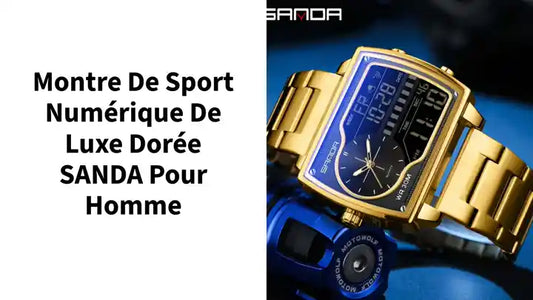 Montre de sport numérique de luxe dorée SANDA pour homme by@Outfy