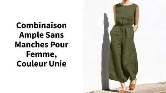 Combinaison ample sans manches pour femme, couleur unie by@Outfy