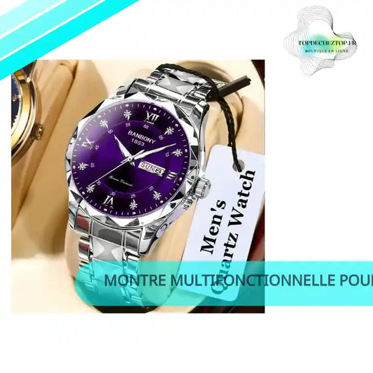 Montre multifonctionnelle pour homme avec bracelet en acier inoxydable by@Outfy