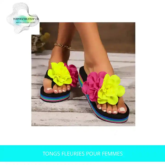 Tongs fleuries pour femmes by@Outfy