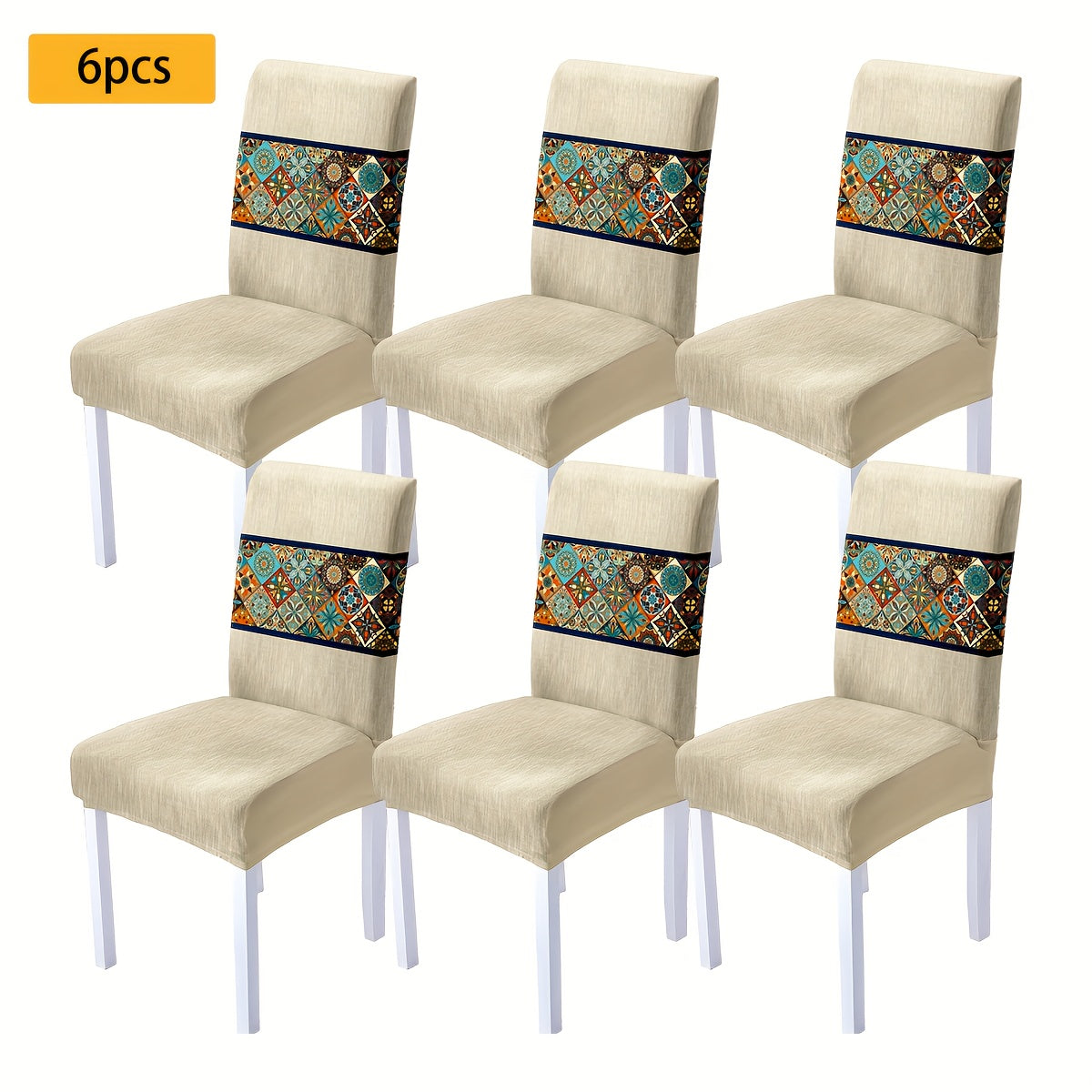 7 pièces Superbe ensemble de nappe rectangulaire + housse de chaise
