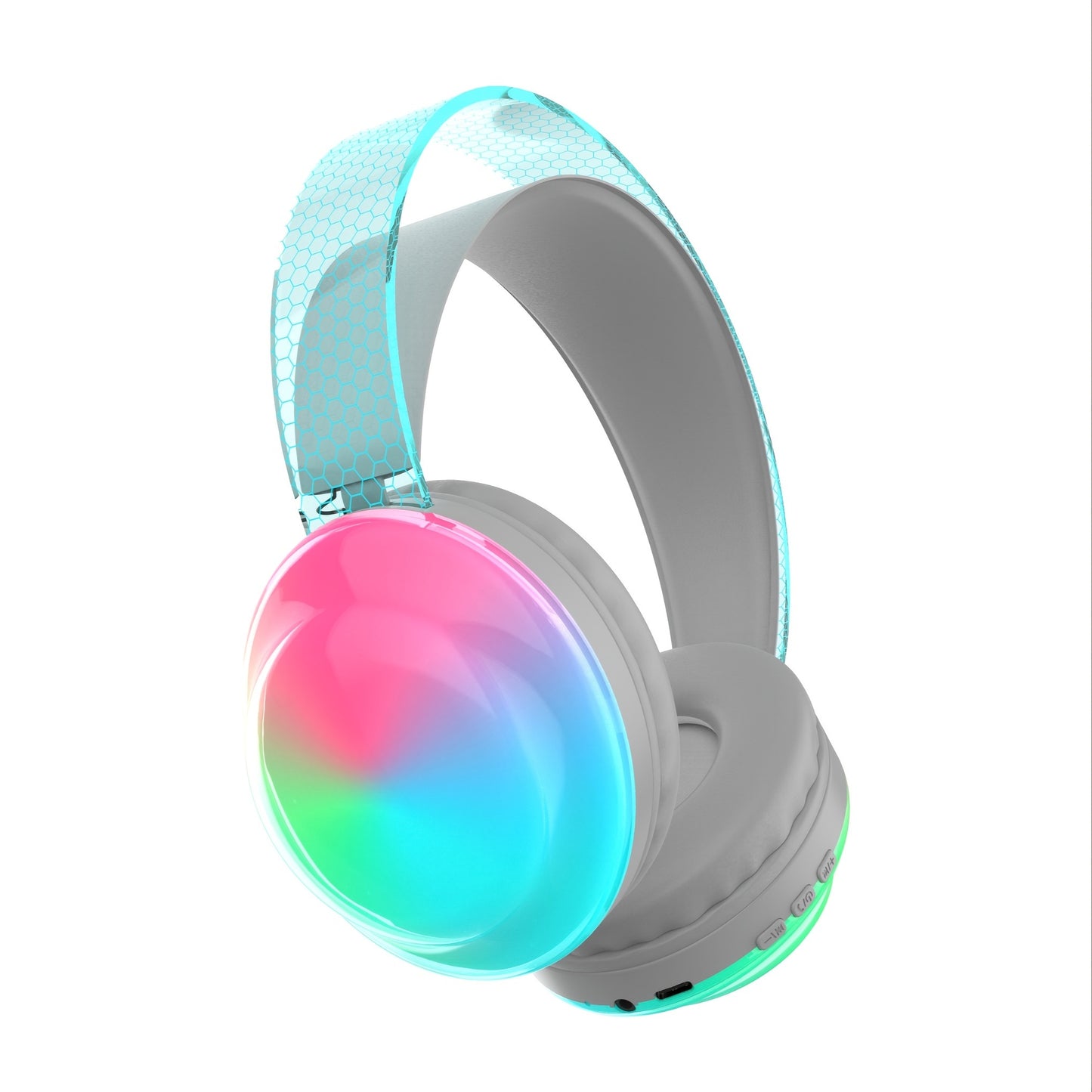 Casque sans fil léger 5.3 + EDR, casque circum-aural sans fil avec micro et lumières