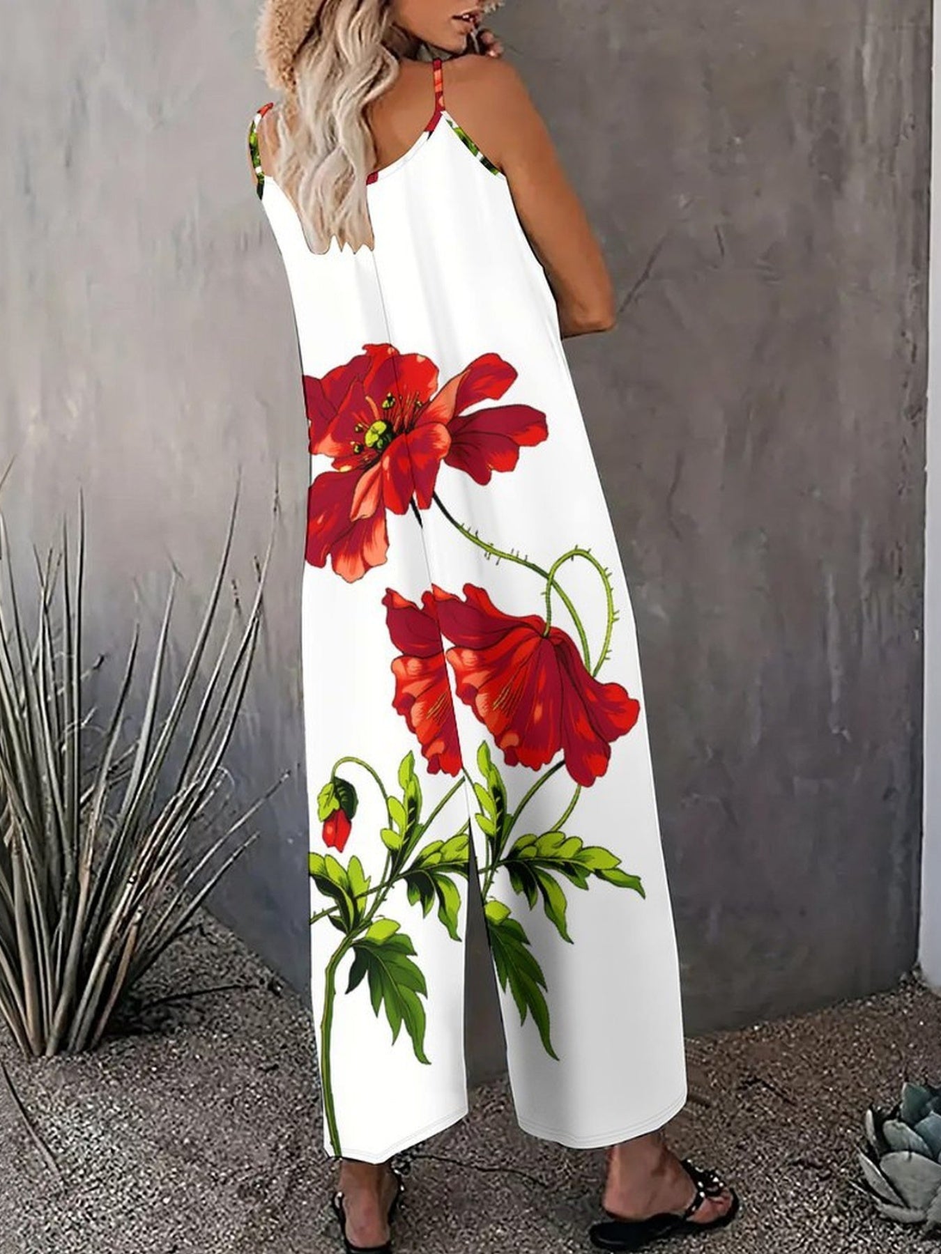 Combinaison pantalon ample à jambes larges et imprimé