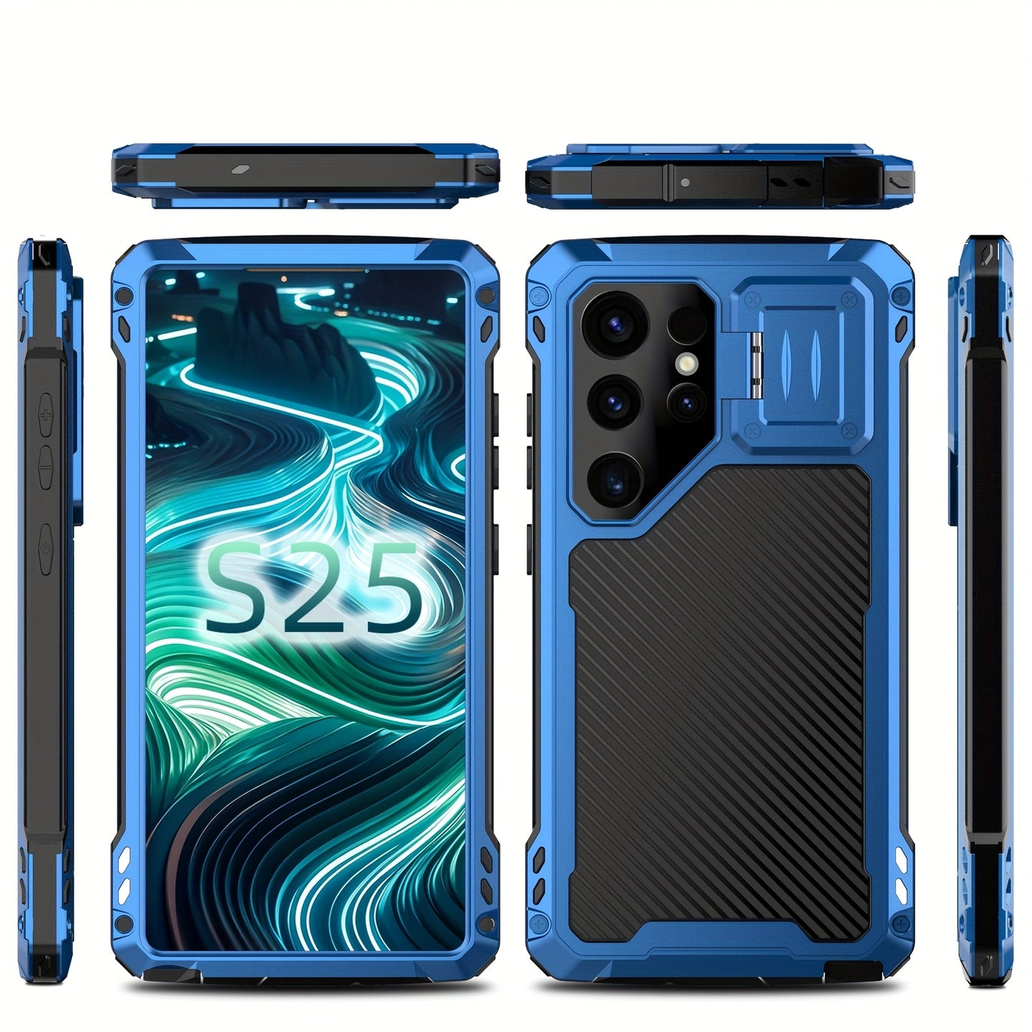 Phone case: for  S24 S23 Ultra armor metal magnetic phone case heavy duty shockproof aluminum cover screen protector