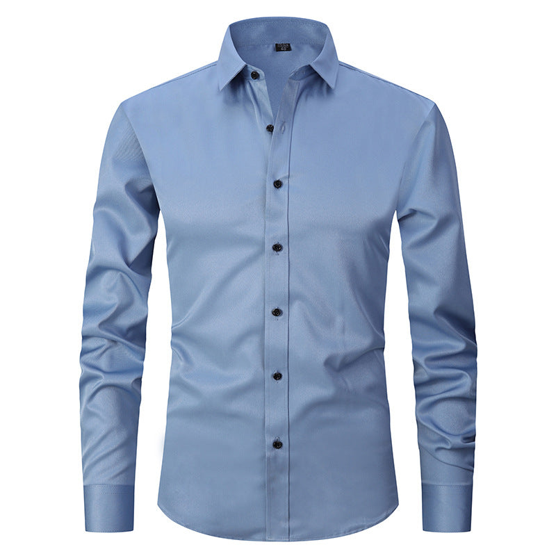 Chemise stretch homme à manches longues, coupe ajustée, sans repassage