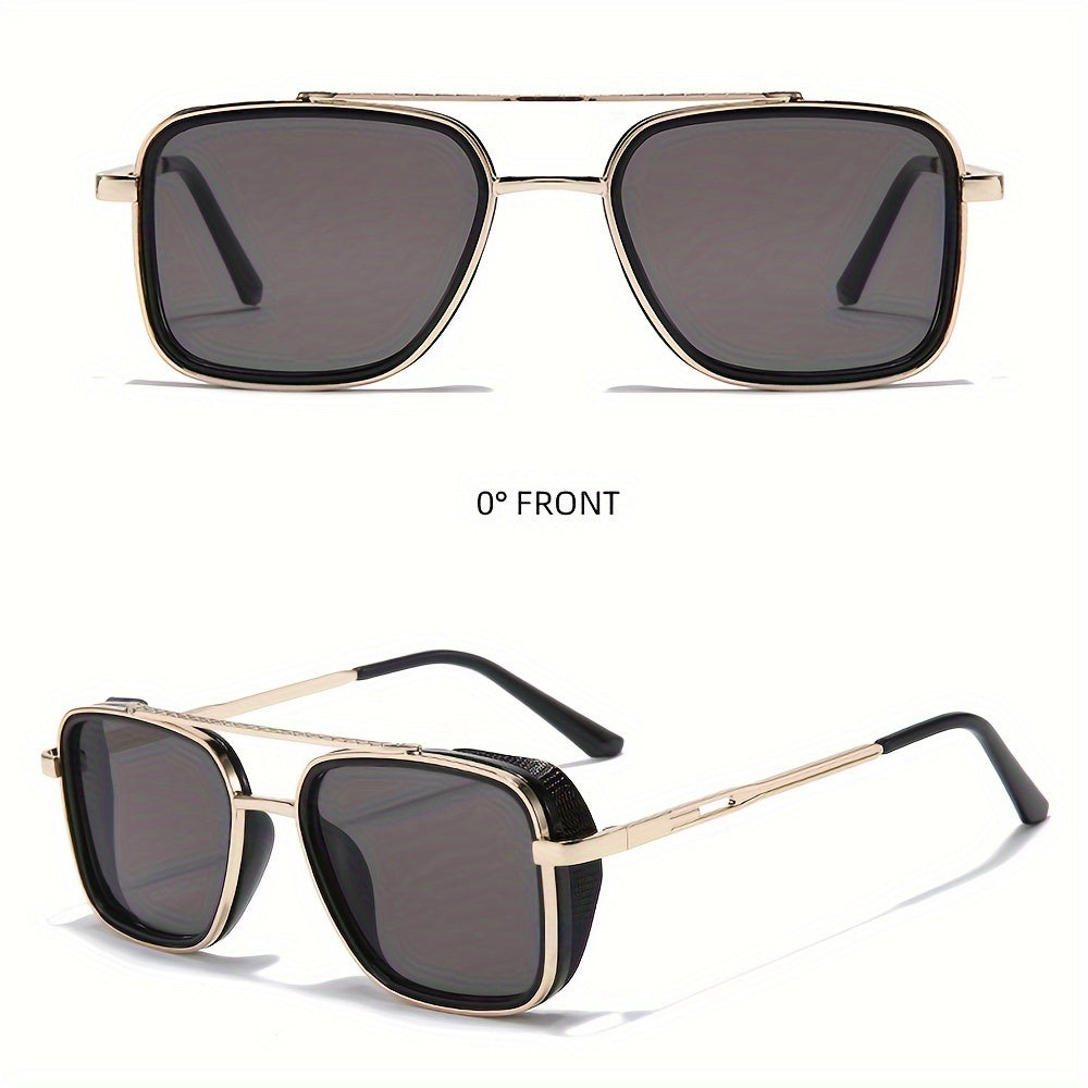Lunettes carrées style hippie à monture métallique style punk rétro - Topdecheztop.fr