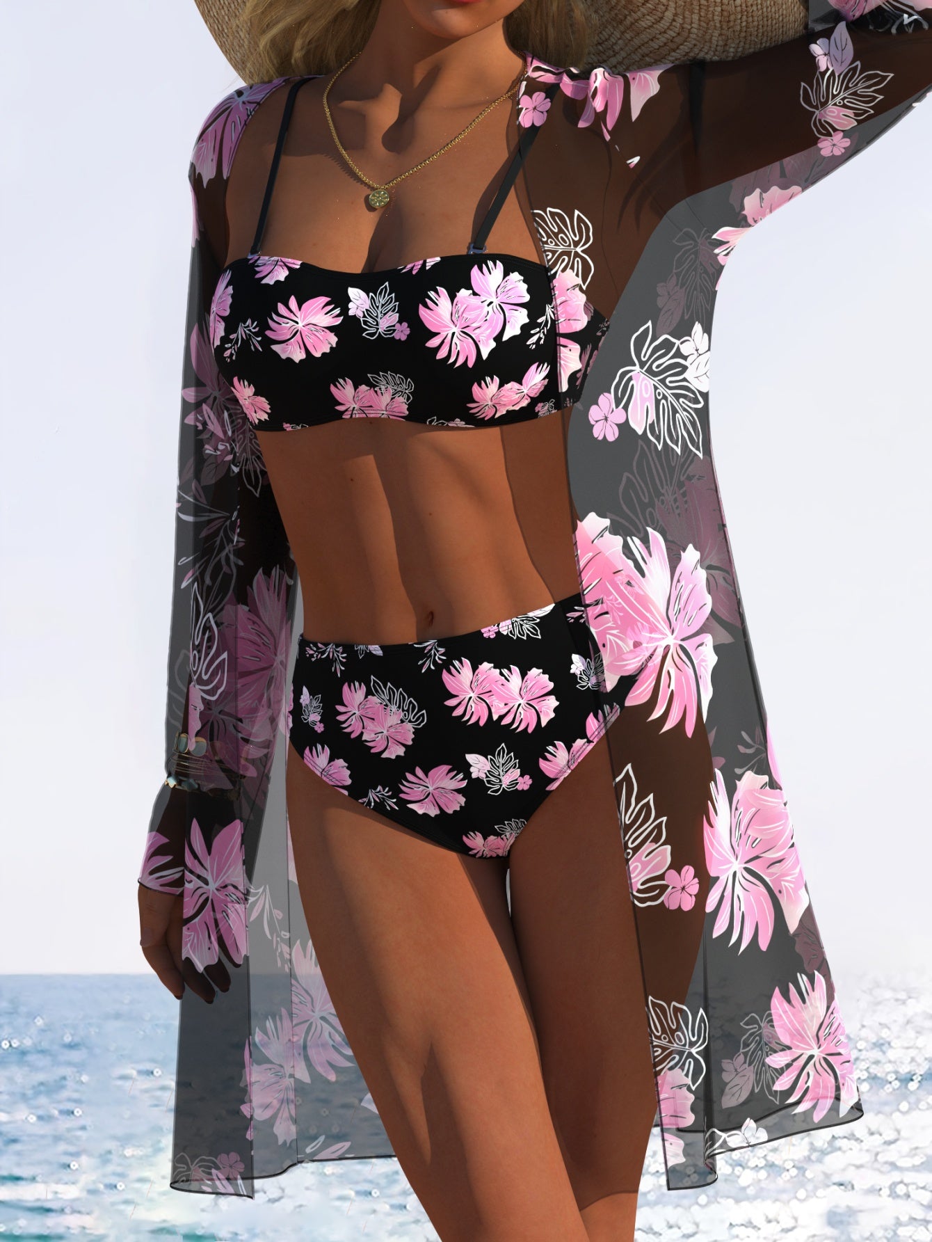 Maillot de bain bikini 3 pièces pour femme