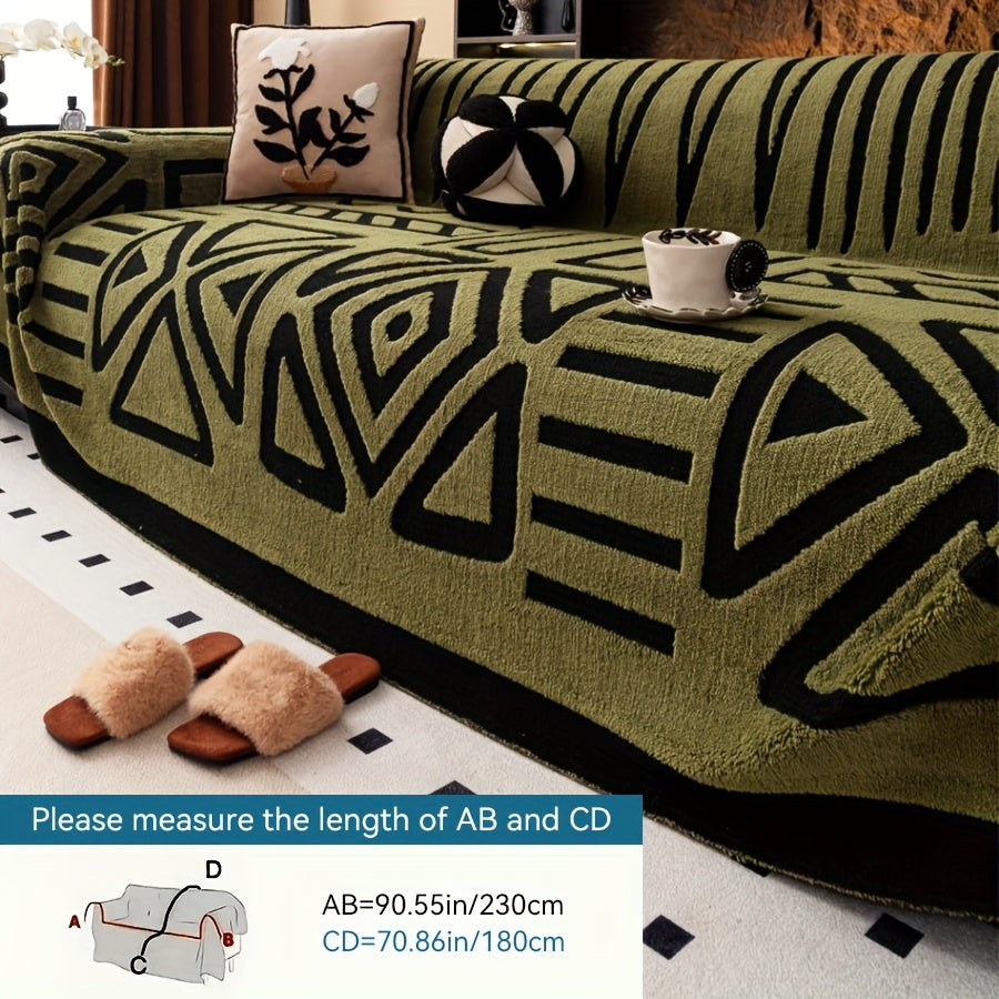 1 protège-canapé style bohème, couverture confortable vintage