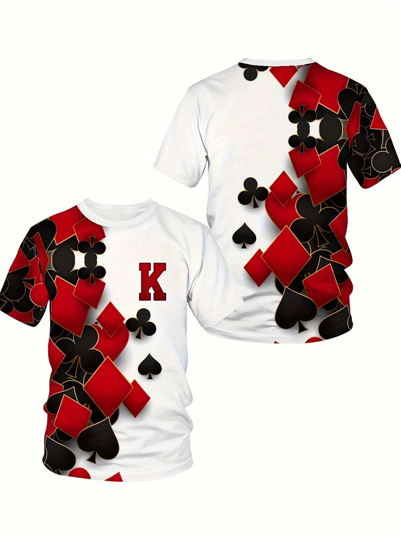 T-shirt graphique à motif cartes de poker pour homme grande taille