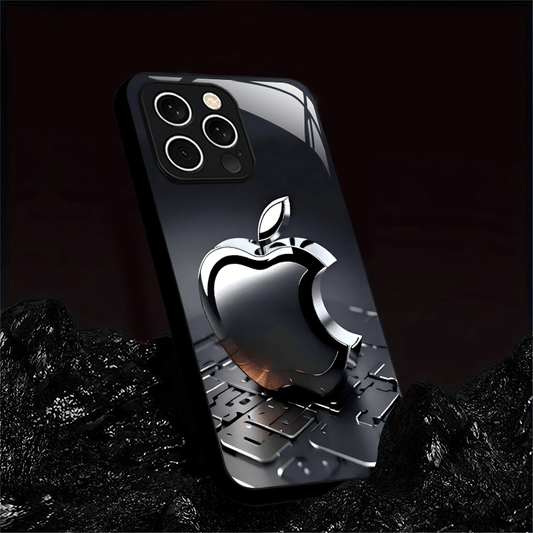 Coque en verre dépoli avec logo Apple