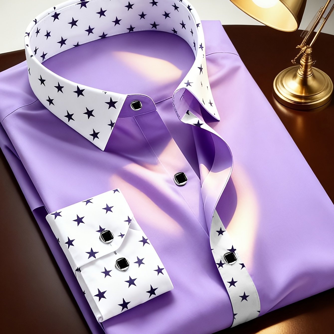 Chemise homme à manches longues, motif étoiles