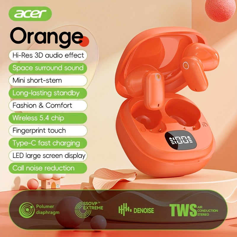 Écouteurs sans fil Acer, semi-intra-auriculaires à réduction de bruit