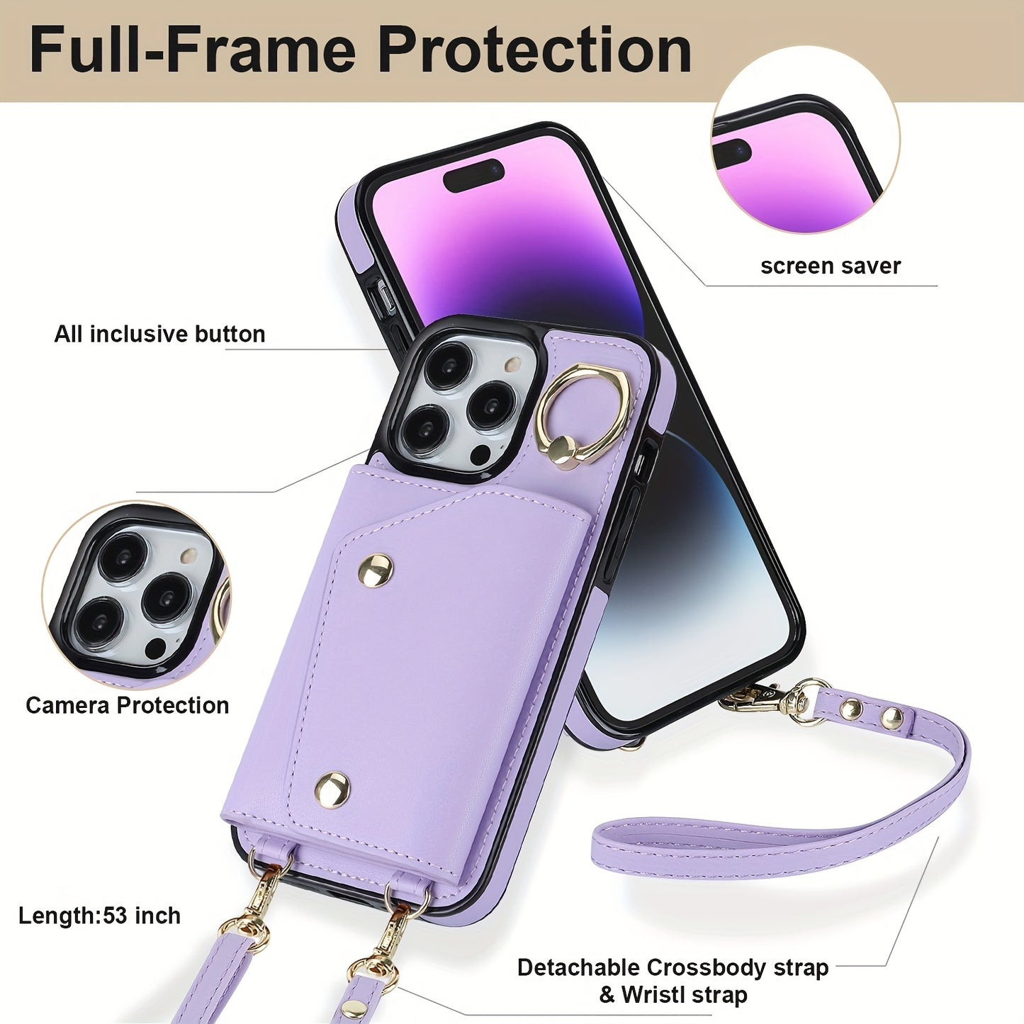 Etui portefeuille bandoulière pour femme est compatible avec les iPhone