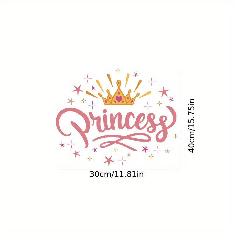 1 autocollant mural coloré avec couronne de princesse et lettrage - Topdecheztop.fr