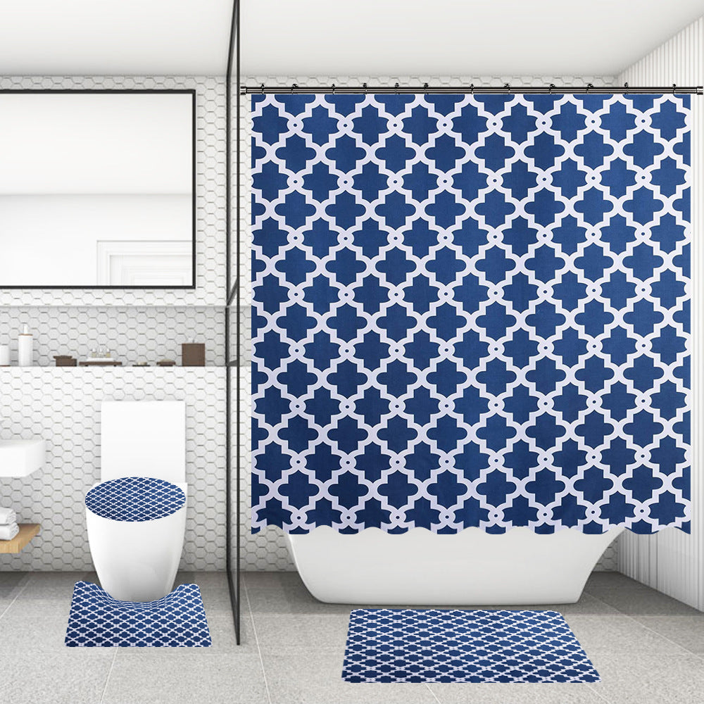 Rideau de douche de salle de bain avec tapis de sol et imprimé