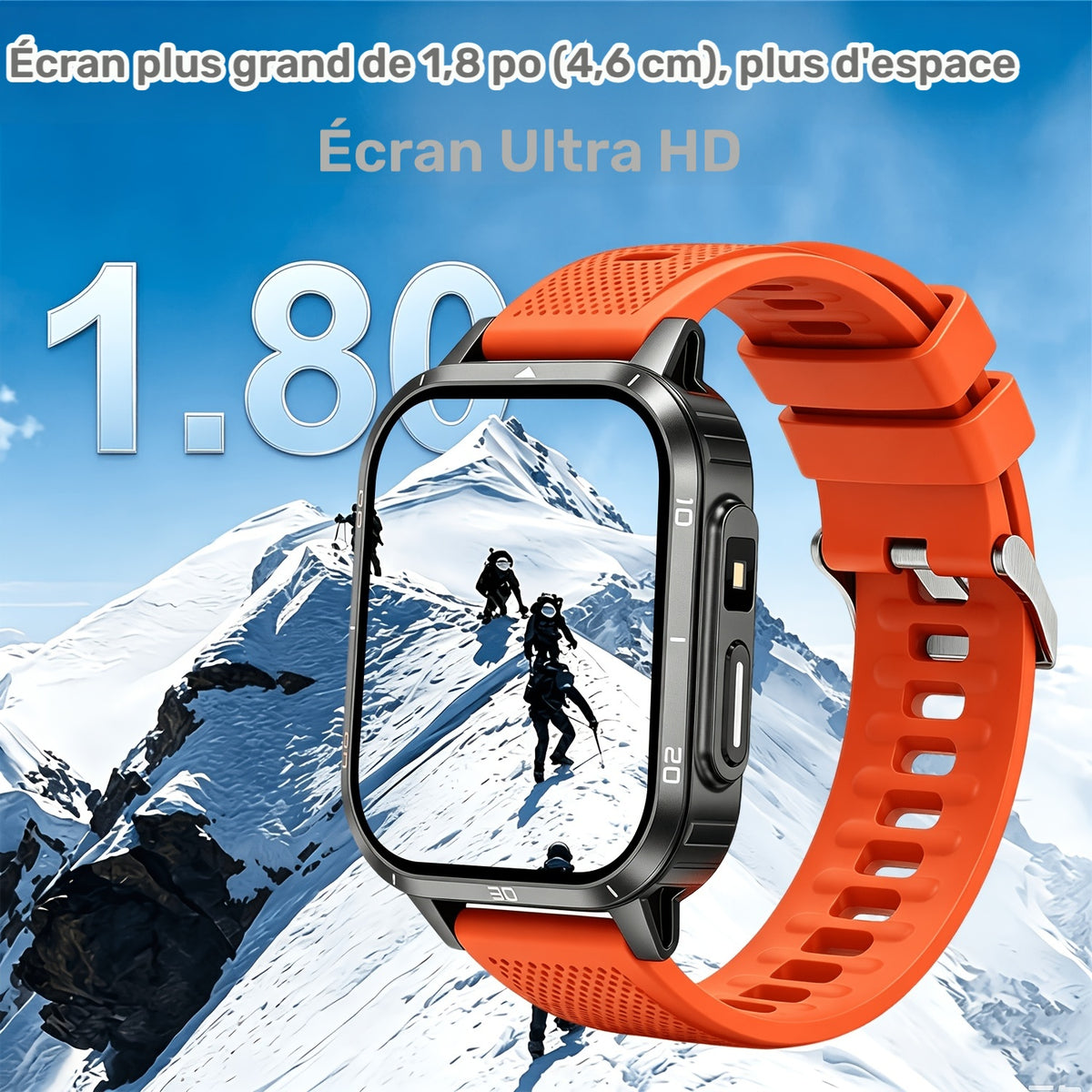 Nouvelle montre connectée multifonctionnelle, une montre connectée de sport en plein air pour hommes et femmes, prend en charge les appels sans fil/notifications de messages texte, se connecte aux téléphones iPhone/Android, et dispose d'un suivi de la condition physique, d'un contrôle de la musique