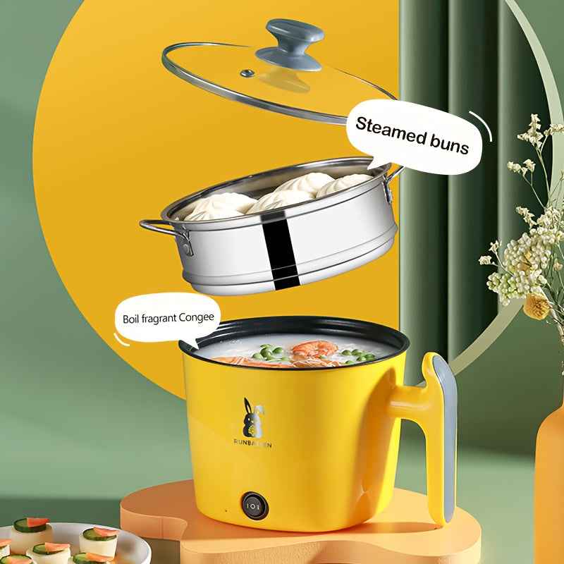 Marmite électrique multifonction en acier inoxydable avec poignée jaune