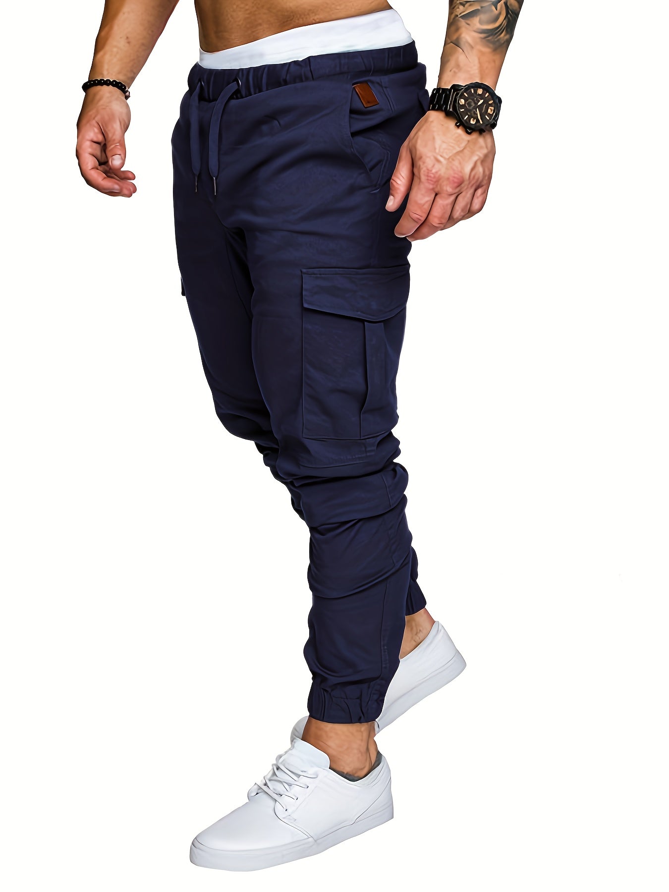 Pantalon cargo robuste pour homme avec design multi-poches, taille réglable
