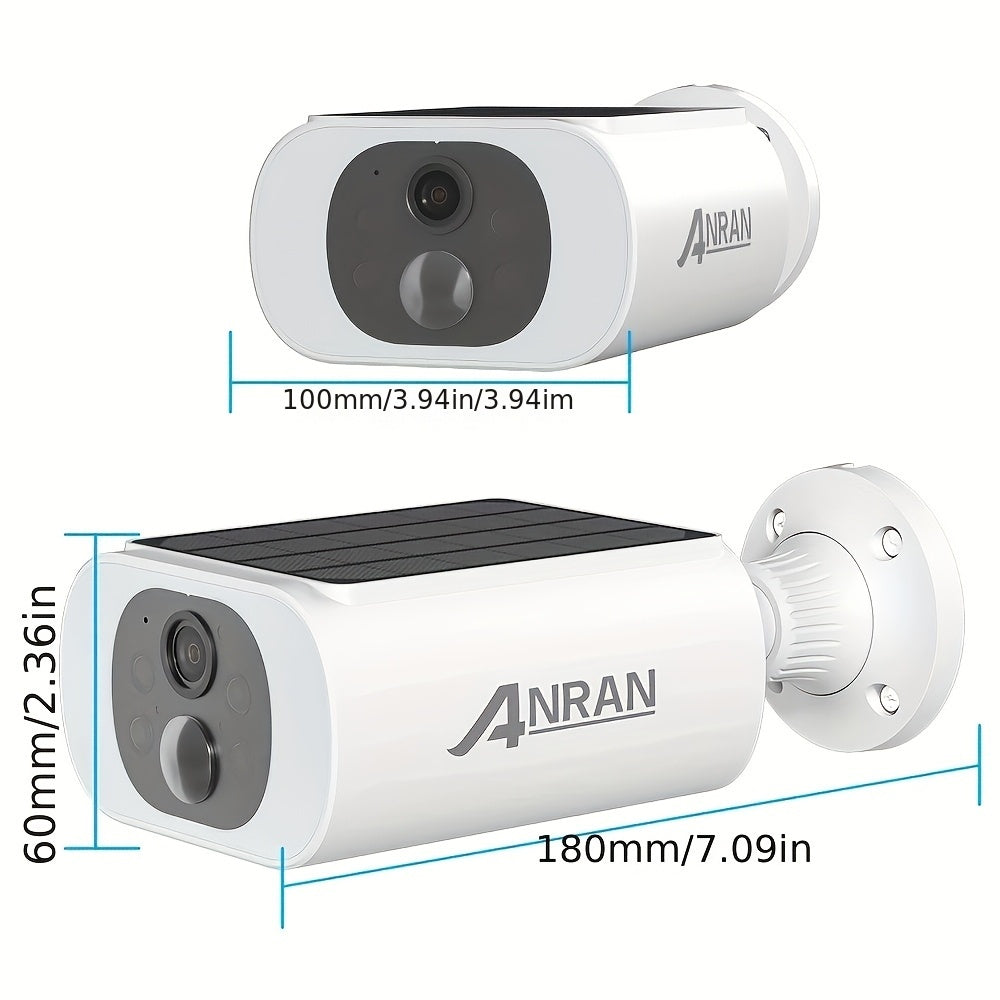 Caméra de sécurité solaire ANRAN 3MP sans fil extérieure, vision nocturne couleur, WiFi 2,4 GHz, panneau solaire intégré
