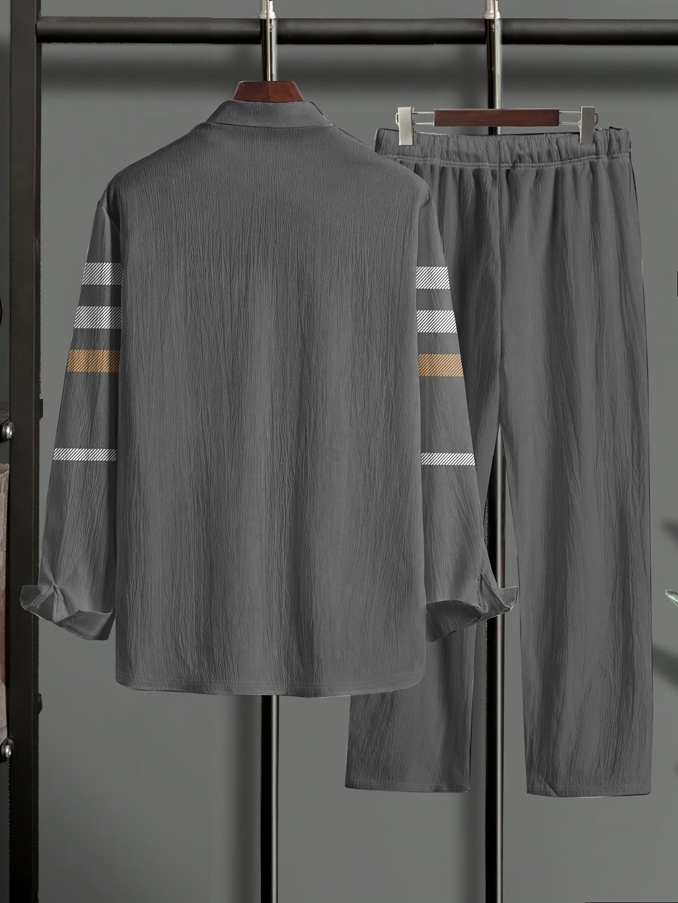 Ensemble chemise en maille pour homme, grandes tailles