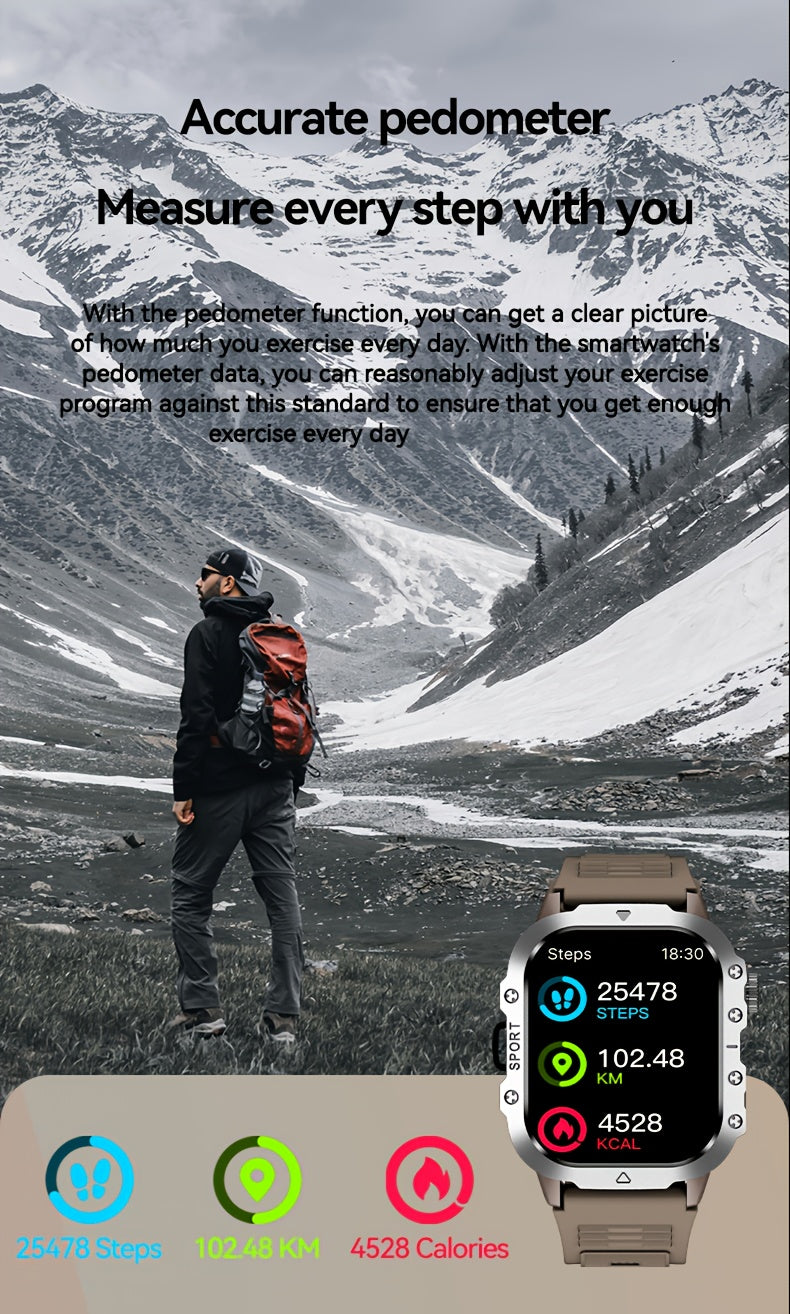 Montre connectée pour homme, grand écran tactile de 5,1 cm