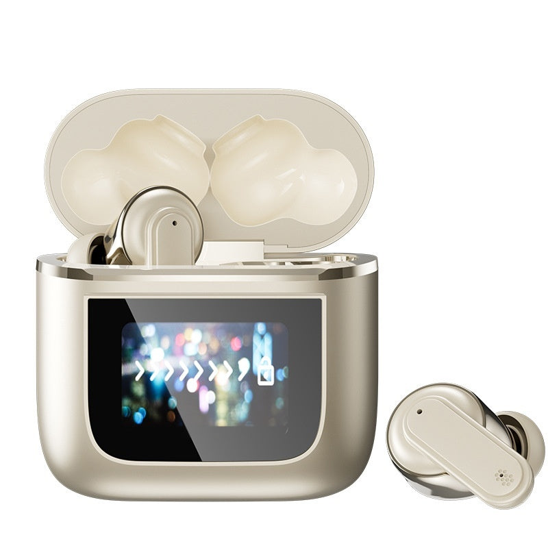 Intelligent Touch Screen Bluetooth Earphones For Extended Battery Life And Noise Reduction Gold