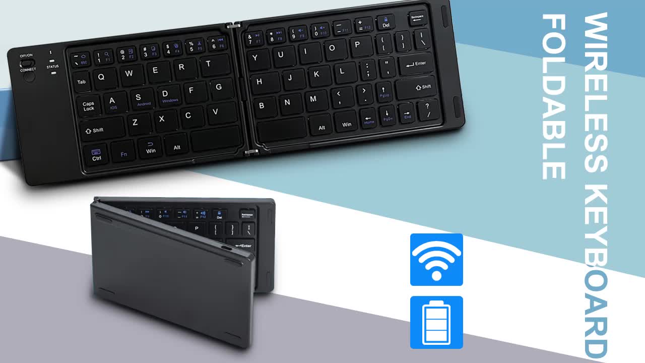 Clavier pliable ultra-fin | Clavier de voyage sans fil pliable