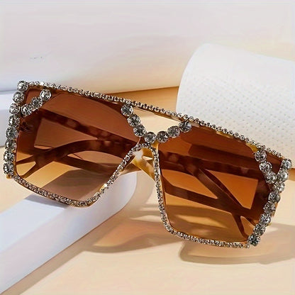 Lunettes de mode surdimensionnées carrées en strass