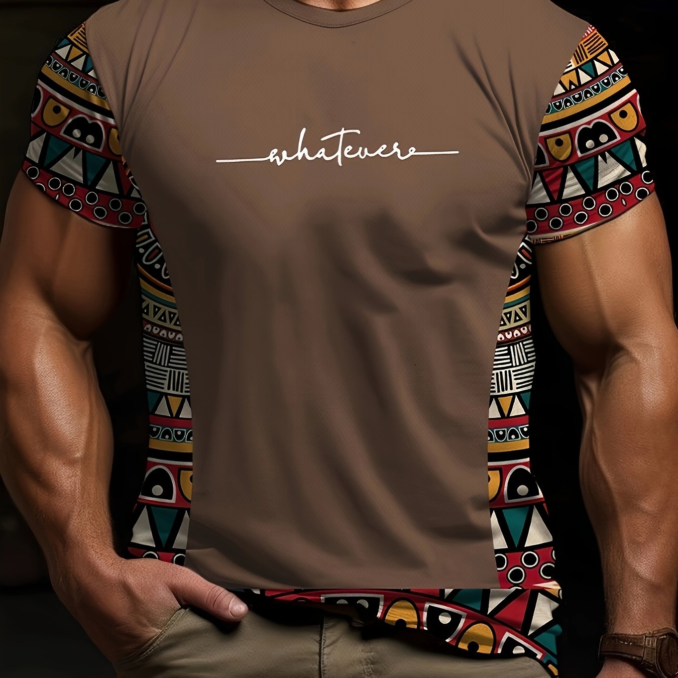 T-shirt d'été à imprimé ethnique pour homme - Topdecheztop.fr