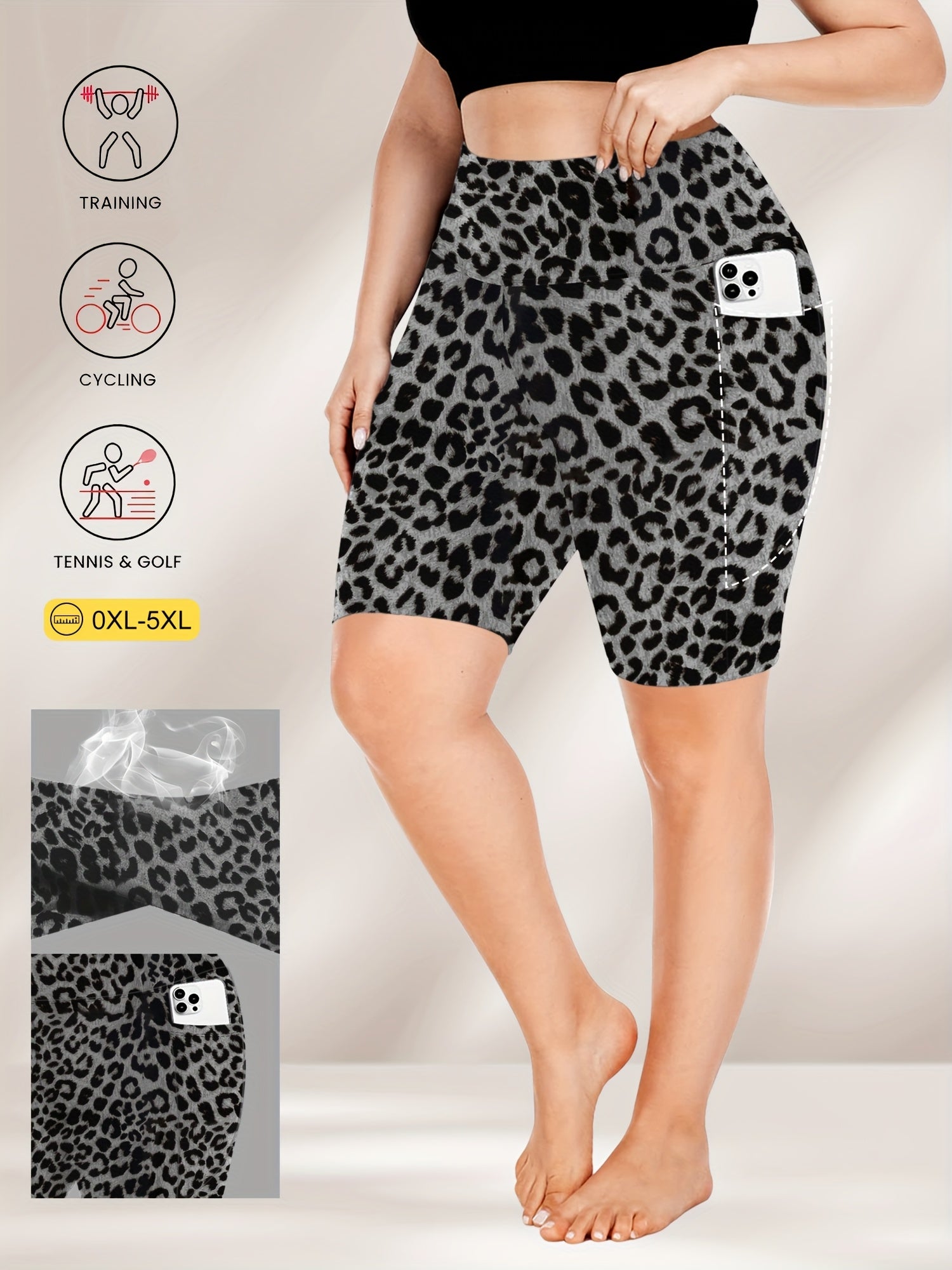 Lot de 3 bermudas taille haute avec poches en forme de lune, grande taille - Topdecheztop.fr