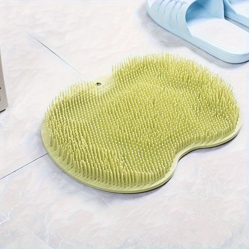 1pc Foot & Back Shower Scrubber, Silicone Bath Massage Pad, Wall Mounted Body Back Scrubber, Silicone Bath Massage Cushion Brush With Non-Slip Suction Cups, Deep Cleansing Body Skin Tool, Bathroom Accessories - Topdecheztop.fr